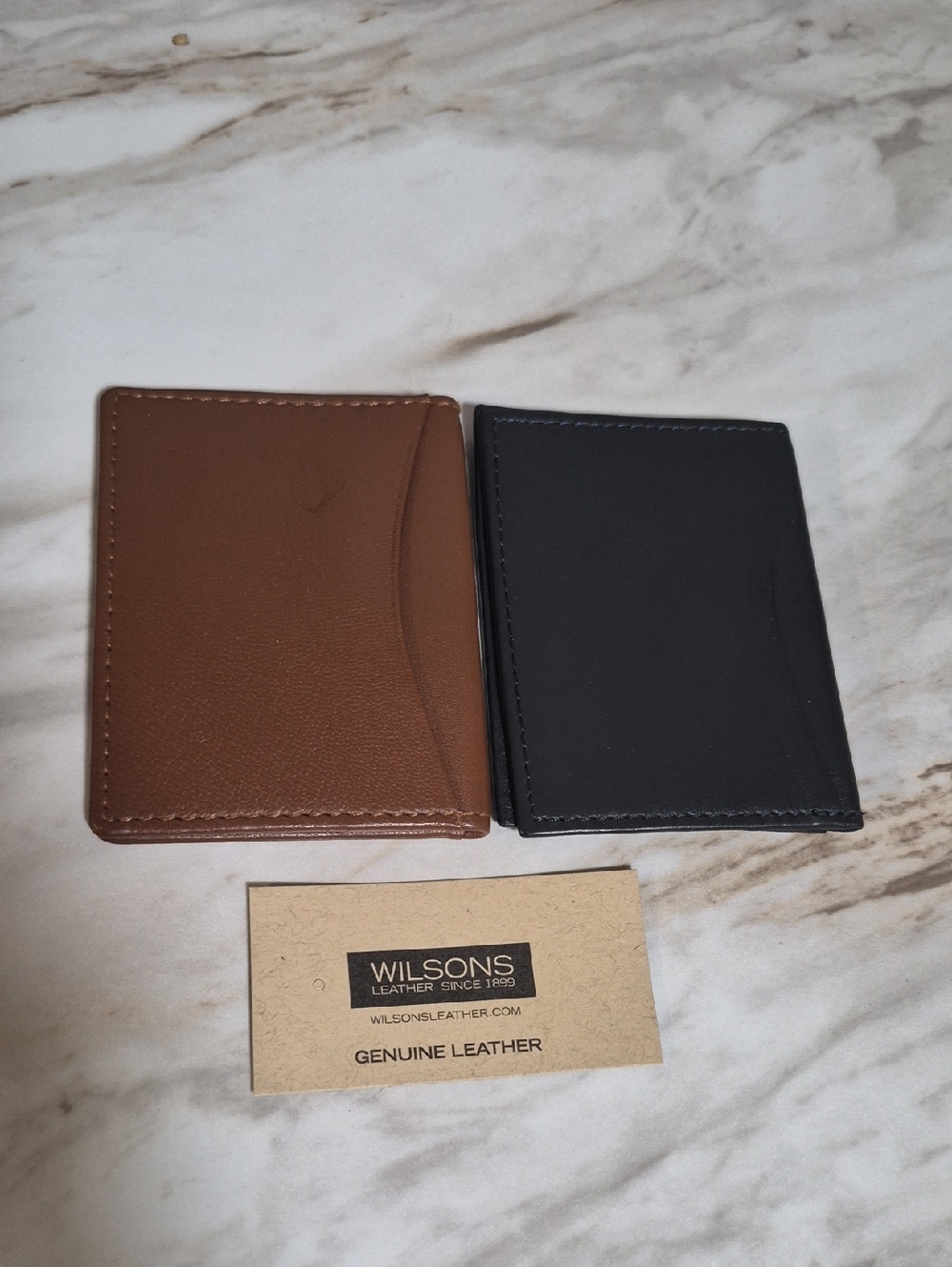 Wilsons Leather Slim Card Holder - Brown & Navy